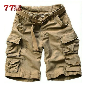 

With Belt Men Camouflage Short Pants Army Cargo Shorts Casual Knee-length Mens Short Trousers 2020 Summer Bermudas Hombre Shorts