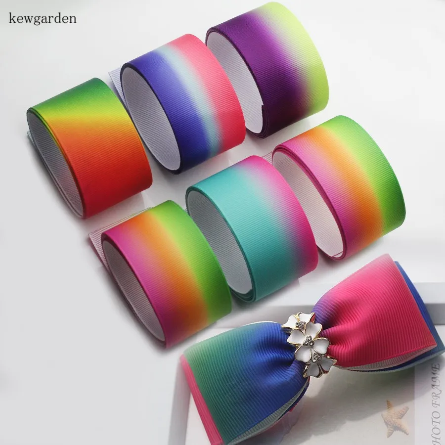 Kewgarden 38 mm 3.8 cm Gradient Color Grosgrain Ribbons Handmade Tape DIY Bowknot Accessories Satin Riband 8m/lot | Дом и сад