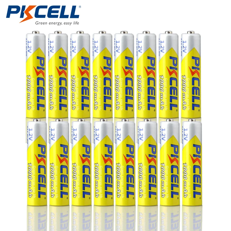PKCELL Hot Sale High Energy 16pcs/Lot 1.2V 1000mAh NiMh AAA Rechargeable Battery Ni-mh 3A Battria for Flashlight Remote Control |