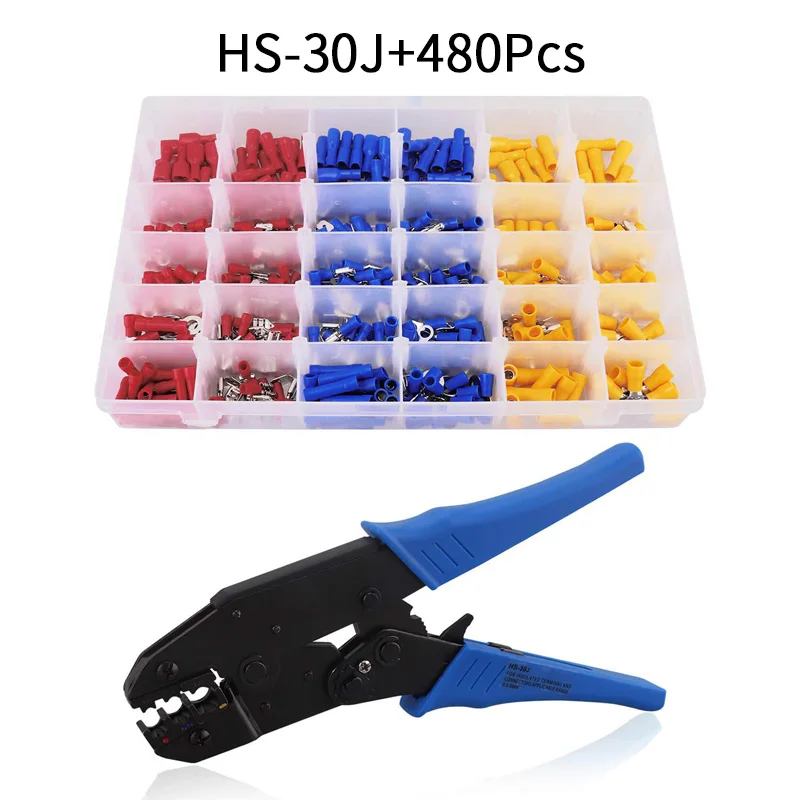 

HS-30J 480PCS Bare terminal multi-function crimping tool u-type terminal crimping plierswire PVC Insulator Tinned Copper