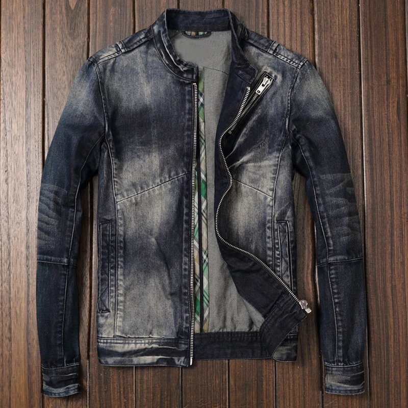 All Seasons Men's Motorcycle Denim Jacket Youth Man Jacket Riding Jeans Jacket and Coats Streetwear 3XL Biker Overcoat Men C2082