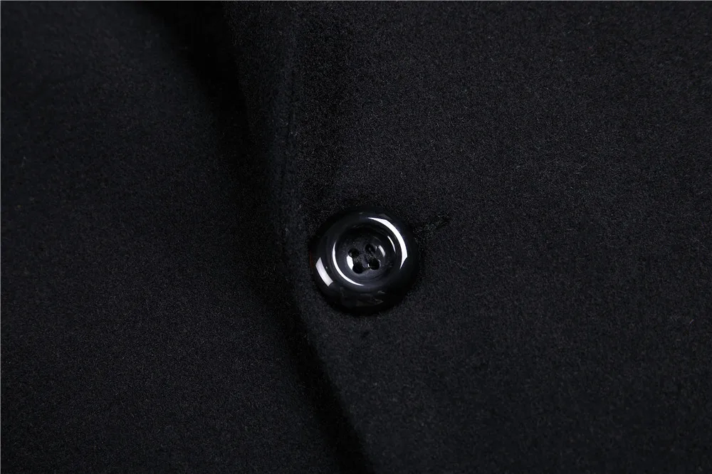 Мужские зимние длинное пальто Мелтон шерстяные черный толстый Тренч Прямая доставка размеры M-6XL Нотч Smart повседневное краткое полн