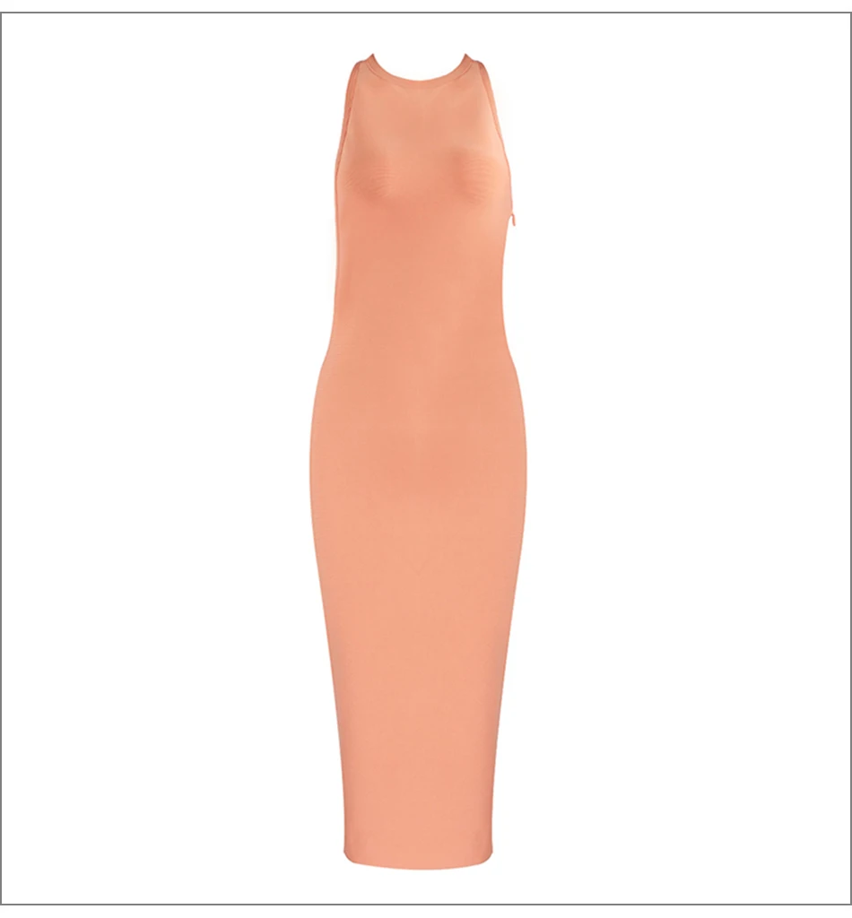 Женская сексуальная оранжевая безрукавка плотная Бандажное платье с лямкой на шее вечерние Клубные платья Vestidos Новая Летняя мода оптом