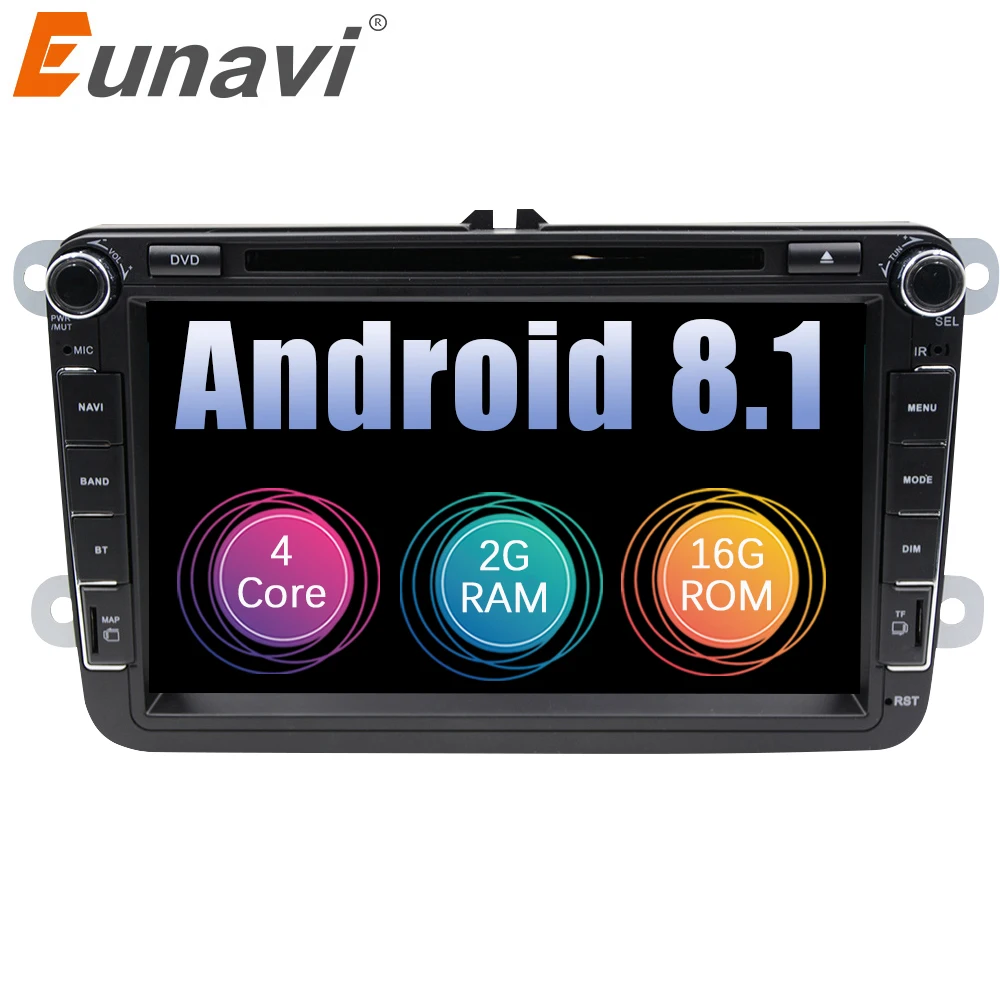 

Eunavi 4 Core 8'' 2 Din Android 8.1 Car DVD Player for VW GOLF 5 Golf 6 POLO PASSAT SKODA CC JETTA TIGUAN TOURAN GPS Navi wifi