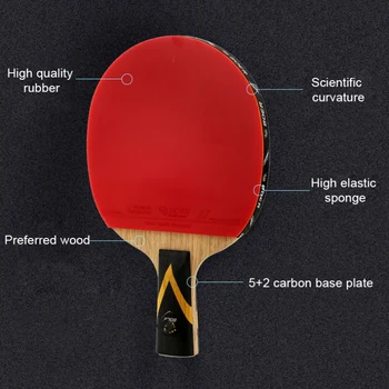 

BOER 5STARS Paulownia Table Tennis Racket Lightweight Powerful Ping Pong Paddle Bat Grip Table Tennis Training with bag 2019