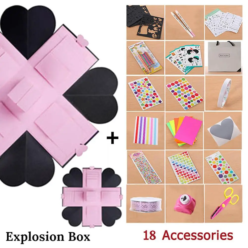 Caja Explosion Box сюрприз Подарочная коробка альбом для скрапбукинга день рождения подарок на день Святого Валентина с DIY аксессуары Юбилейная подарочная коробка - Цвет: Set 9