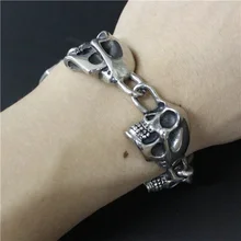 Новое поступление США Браслет из головы черепа 316L из нержавеющей стали модный дизайн Байкерский стиль мужской браслет