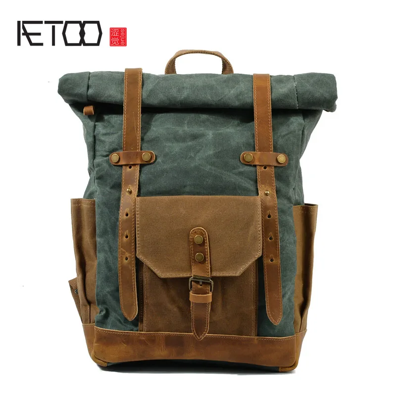 

AETOO Retro backpack canvas bag Europe and the United States wave backpack men