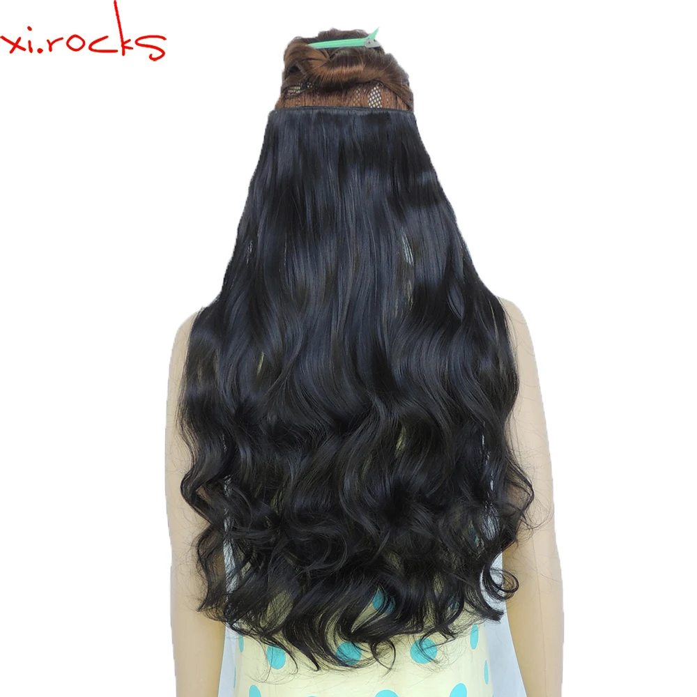 Xi.Rocks WJJ12070/2# 2Piece Synthetic 5Clip in Hair Extension Extensions Curly Hairpin Hairpiece Naturl Black Color 2