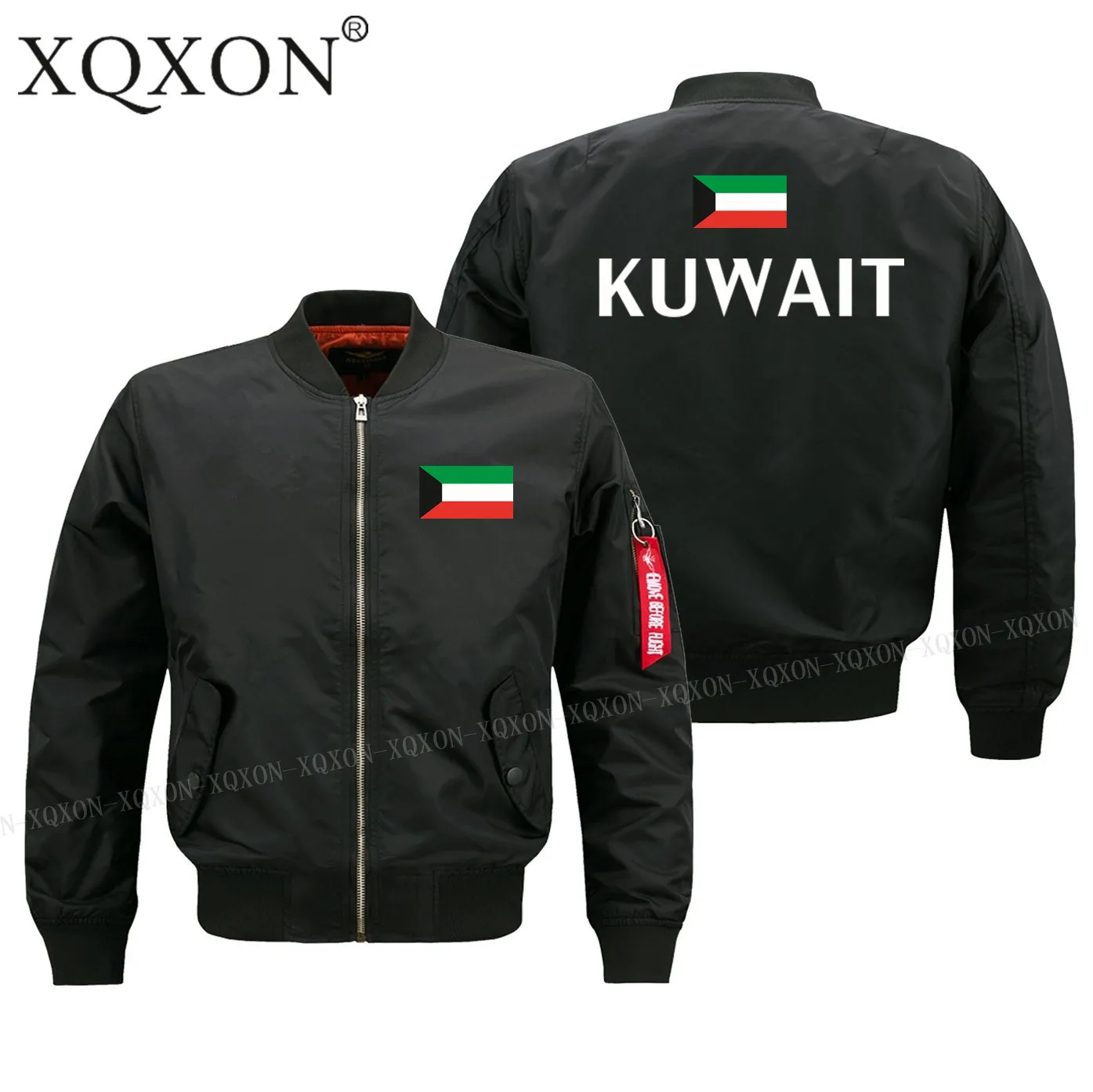

XQXON-Zipper long sleeve new flag printed Kuwait men jackets Coats 2018 Autumn Winter Bomber Jacket J176