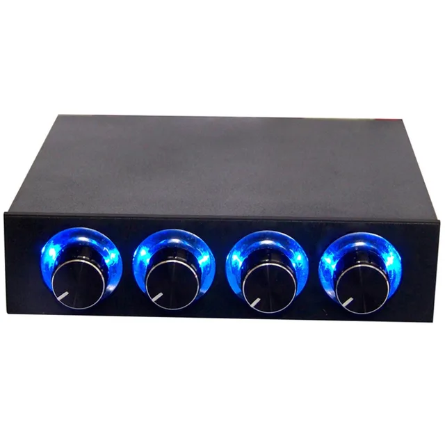 Sistema de refrigeración inteligente, 3,5 pulgadas, PC HDD, 4 canales, controlador de velocidad del ventilador, Panel frontal LED azul/rojo para ventiladores de ordenador Sistema de refrigeración inteligente, 3,5 pulgadas, PC HDD, 4 canales, controlador de velocidad del ventilador, Panel frontal LED azul/rojo para ventiladores de ordenador