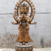 Bi002200 4" Огромный Тибет Бронзовый 3 Глава 8 Руки Руку Ushnishavijaya статуя Будды