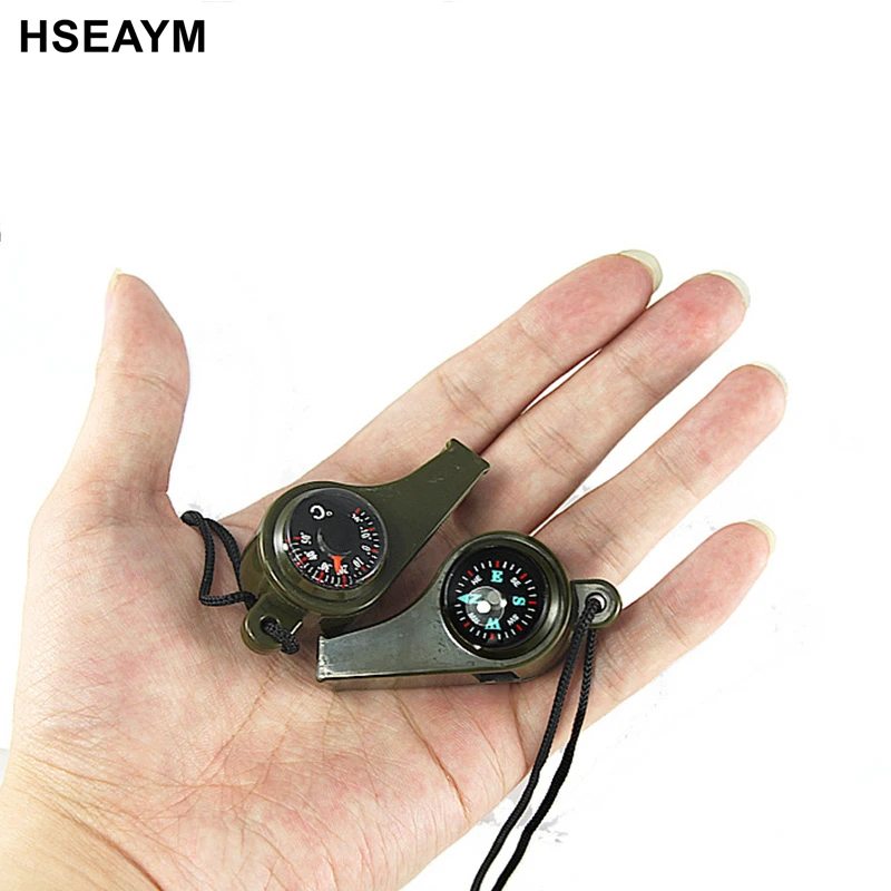 

Whistle Compass Mini Handheld Portable Triple Lifesaving Whistle Multi Purpose Thermometer PVC Mini