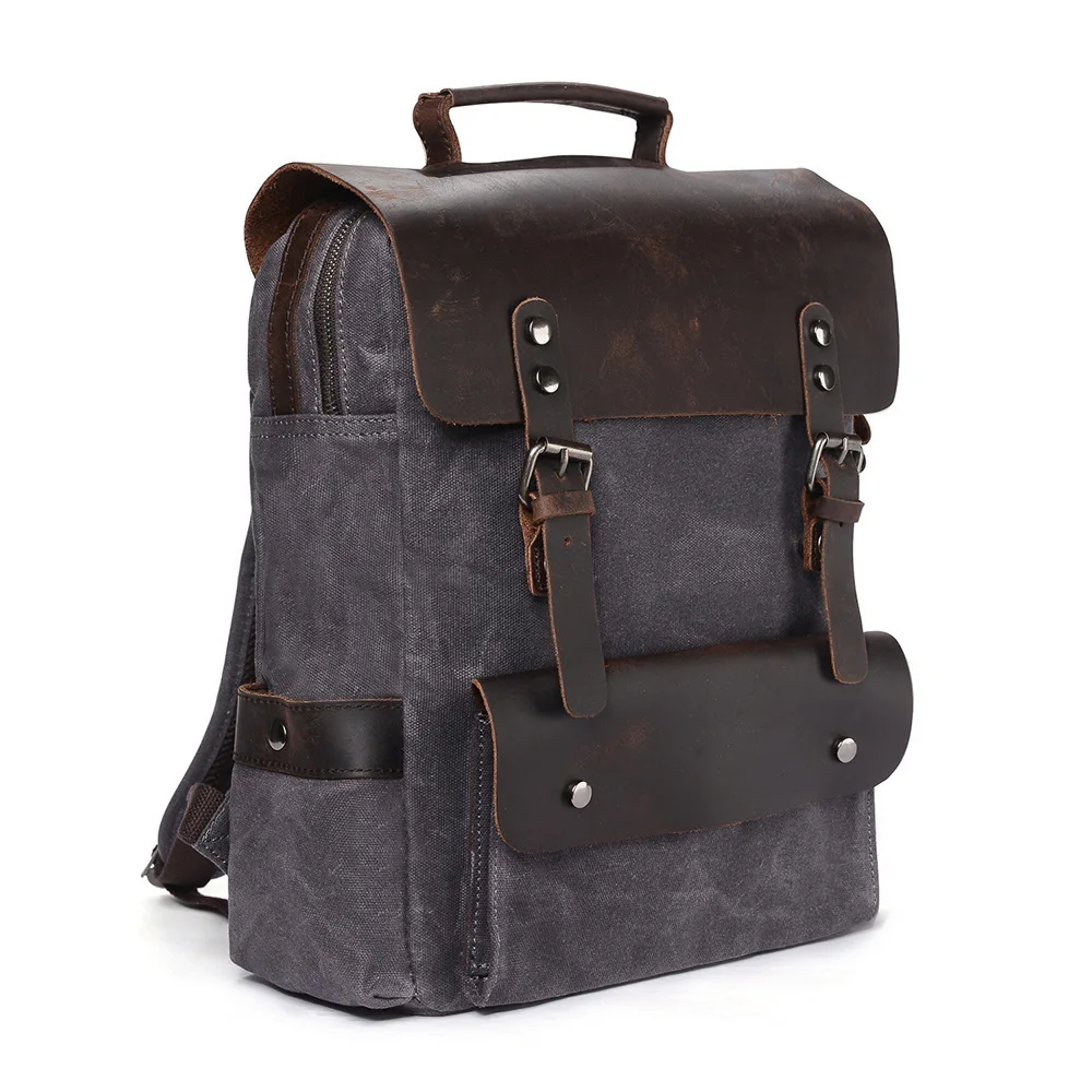 Waterproof Men Women Cowhide Casual Backpack Large Capacity Functional Fashion Package