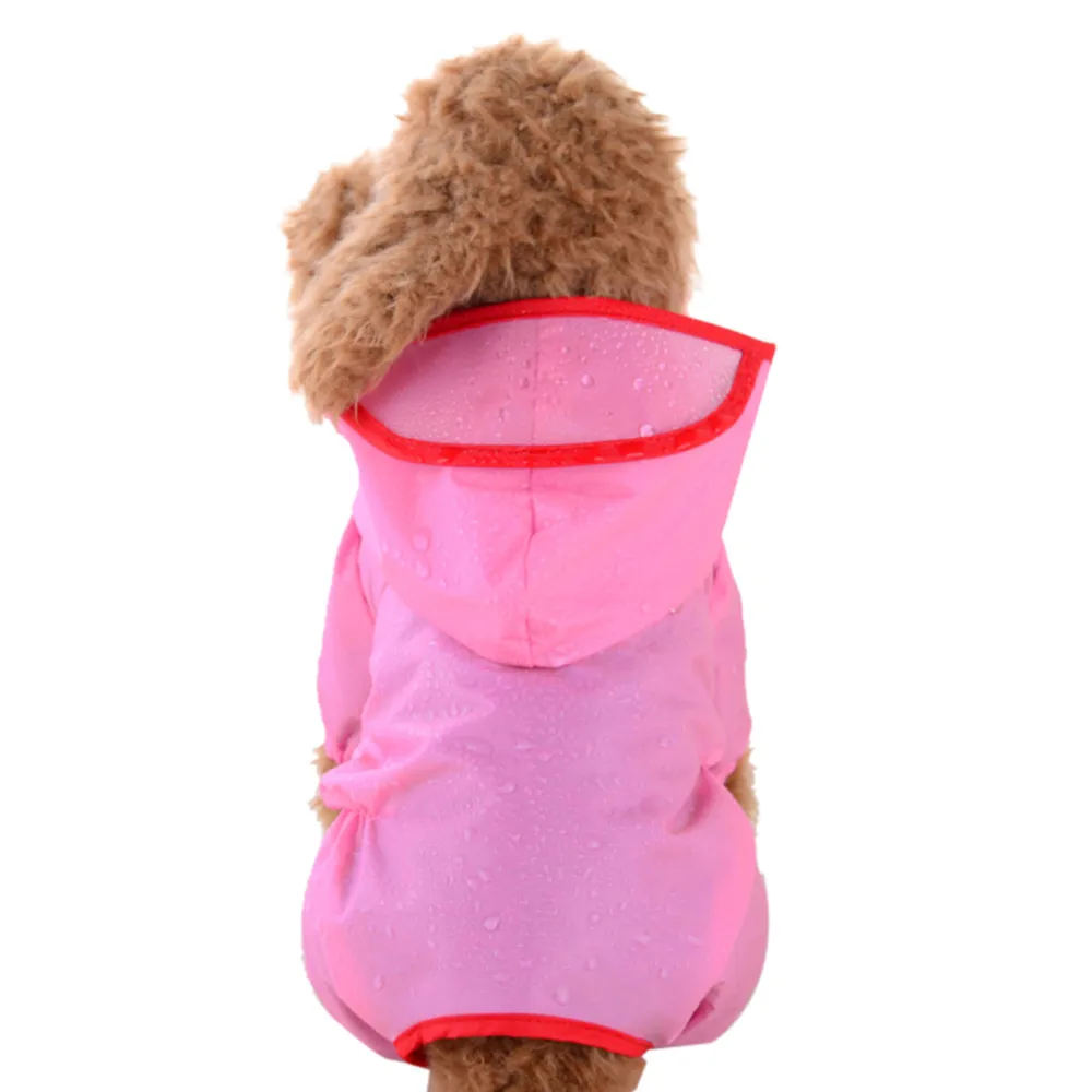 Одежда для собак, зимние водонепроницаемые куртки для собак, дождевик для щенков, однотонный плащ с капюшоном для питомцев, маленькие, средние, большие домашние собаки - Цвет: Розовый