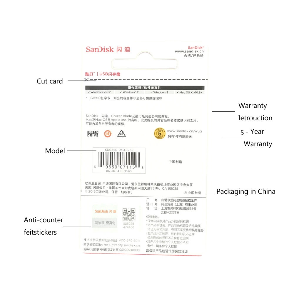 Оригинальный флеш накопитель USB SanDisk CRUZER CZ50 2 0 128 г 64 32 16 8 мини флешка для мобильных