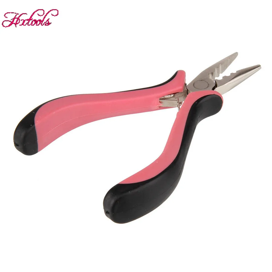 Hair Extension Tool Kit, Bead Device Tool, Silicone Lined Links Beads,  Curved Hair Plier, for Tinsel and Feather Hair Extensions or Removal (Black)