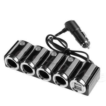 

USB 4 Way Car Cigarette Lighter Socket Splitter Charger Power Adapter DC 12V-24V