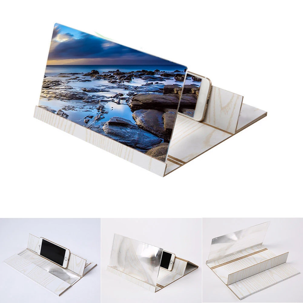 

12 Inch Wooden Mobile Video Screen Magnifying Glass Universal Wood Grain High Definition Mobile Phone 3D Screen Amplifier