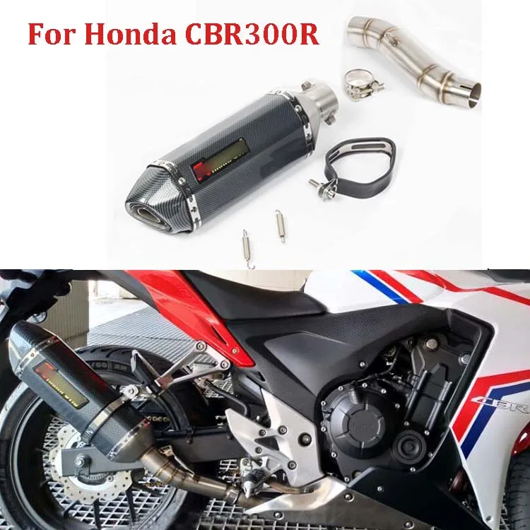 

Motorcycle Slip on for CBR300R Exhaust System Pipe Middle Mid Linking Tube Whole Set Pipe For Honda CBR300R CB300F CB300R