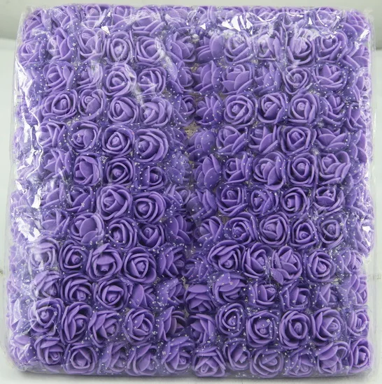 144 шт./пакет искусственный цветок миниатюрная роза из пеноматериала 2 см Свадебный букет невесты Роза для украшения с мишкой Тедди домашняя занавеска из подручного материала - Цвет: purple