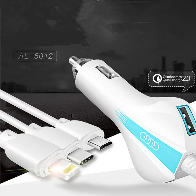 100 шт./лот Micro USB 1 в 3 type-C данные кабельного USB синхронизации USB-C кабель быстрой зарядки для samsung iPhone huawei obile телефон