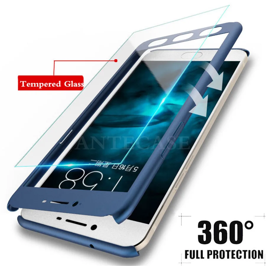

For Samsung Galsxy Note 3 4 5 Case 360 Coque Samsung A6 A8 Plus A7 2018 S7 S6 S5 Full Cover PC Phone Case with Tempered Glass