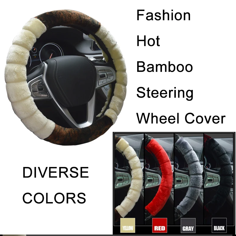  VOLTOP Car Accessories Ornaments Plush Fur Steering Wheel Cover Winter Universal 36-38cm Fashion Wa