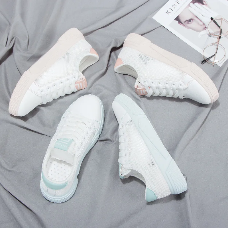 

2019 autumn new fashion simple solid color flat shoes women trend comfortable mesh breathable casual shoes