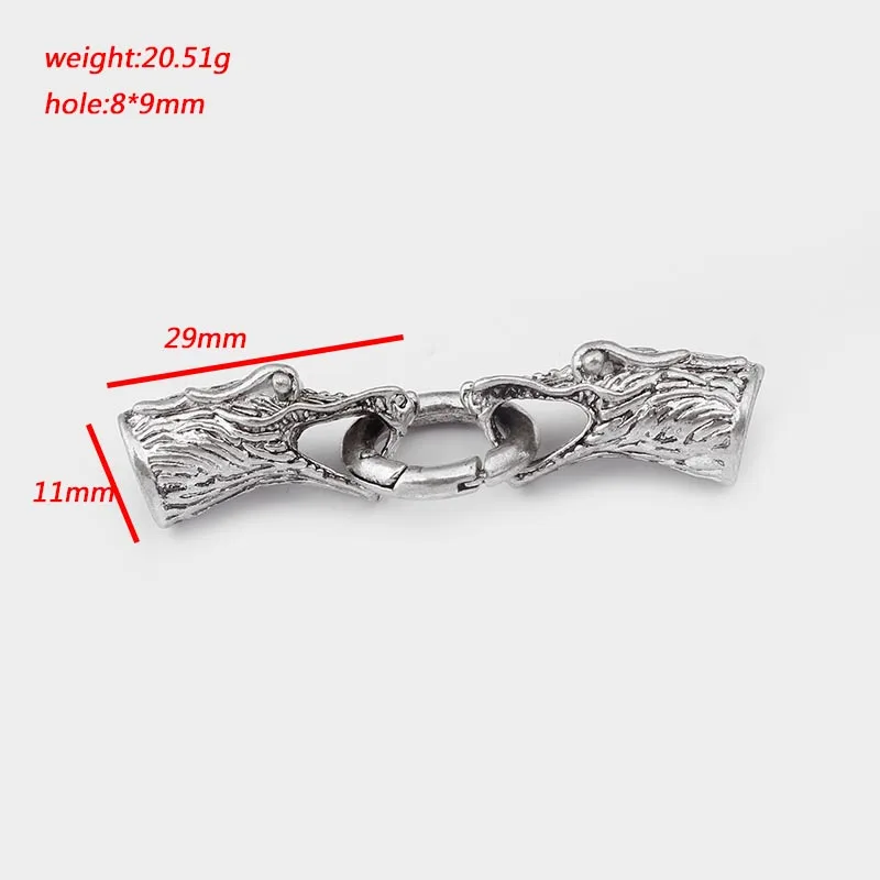 1 комплект сделанный под старину Серебряный Череп/Голова Дракона замок весна круглый шнур застежки разъемы заглушки для браслетов DIY ювелирных изделий - Цвет: 7