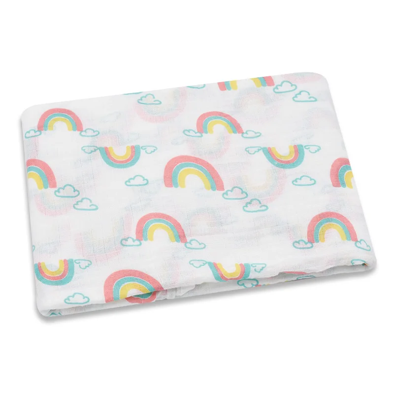 Новое поступление, Летнее Детское муслиновое одеяло с геометрическим рисунком розового лебедя для новорожденных, детское банное полотенце, Пеленальное Одеяло, детская накидка - Цвет: Rainbow