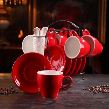 Кофейная чашка для капучино, гирлянда, 6 шт, Цветная Керамическая креативная кофейная чашка высокой емкости, набор, отправить ключ - Цвет: 6