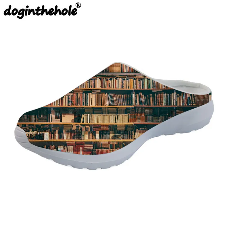 

doginthehole Library Book Pattern Vintage Outdoor Sandals Women Beach Shoes for Girls Sport Slipper Female Flat Sport Shoes Home