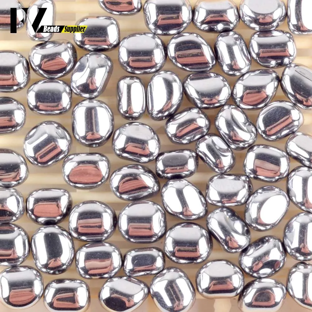 Silver 5 мм-8 мм натуральный Ассорти гематитовый камень фишки бусины для рукоделия ювелирных изделий Необычные Шарм Бусины Diy Браслеты Ожерелье - Цвет: Silver