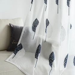 Modern Floral Tulle Curtains for Living Room Bedroom Embroidered Sheer Curtains for Kitchen Voile Curtains for Window Modern Floral Tulle Curtains for Living Room Bedroom Embroidered Sheer Curtains for Kitchen Voile Curtains for Window