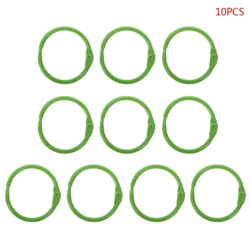 10 шт. металлическое кольцо для переплета с отрывными листами, обручи для книг, альбомы сделай сам, школьные офисные принадлежности, ремесло - Цвет: Зеленый