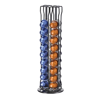 

1PC Revolving Coffee Pod Holder 360 Degree Rotating Rack Capsule Stand for Nespresso 40 Capsules Black Plastic Spray Treatment