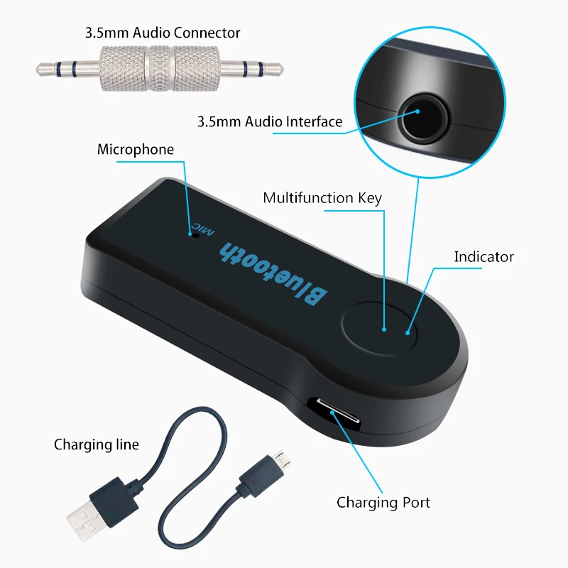 Стерео 3,5 беспроводной Bluetooth приемник передатчик адаптер для автомобильной музыки аудио Aux A2dp для наушников Reciever Jack Handsfree