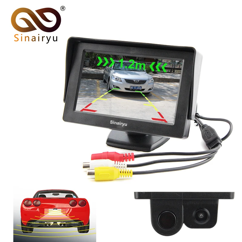 

Sinairyu3in1 Sound Alarm Car Video Parking Sensor Camera+4.3" Car Monitor Backup Radar Reverse System For Auto Vehicle Reversing