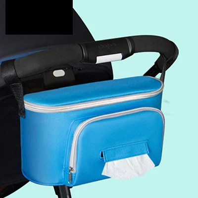 Сумка для детской коляски, сумка-Органайзер, однотонные сумки, сумка для коляски, крючок для корзин, рюкзак, аксессуары для коляски - Цвет: blue 019