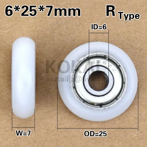 

10PCS Free Shipping 626zz ball bearing caoted nylon roller wheel for window or door 6*25*7 3D printer roller