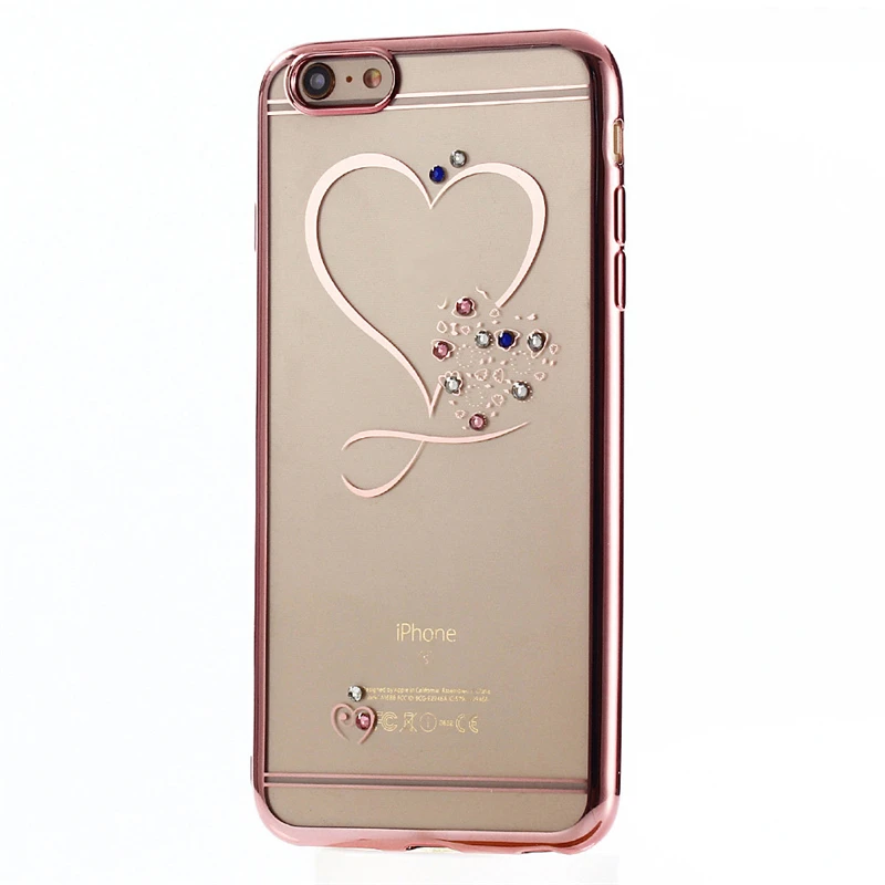 

ELETEI Clear Plating Edge Phone Case For iPhone 6 6S 7 8 Plus X XR XS Max Shockproof Rose Golden Fitted Cover Cases E15