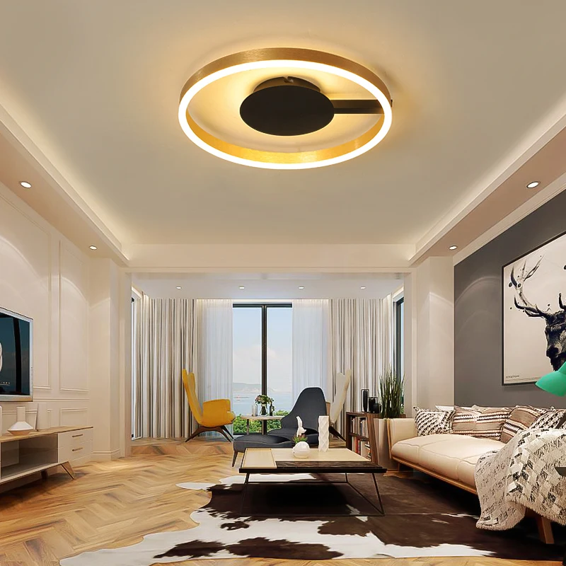 

Bedroom Moderrn Led Ceiling Lights Simple round romantic Brushed Gold and Black For Living Room Study Room ceiling lamp Fixtures