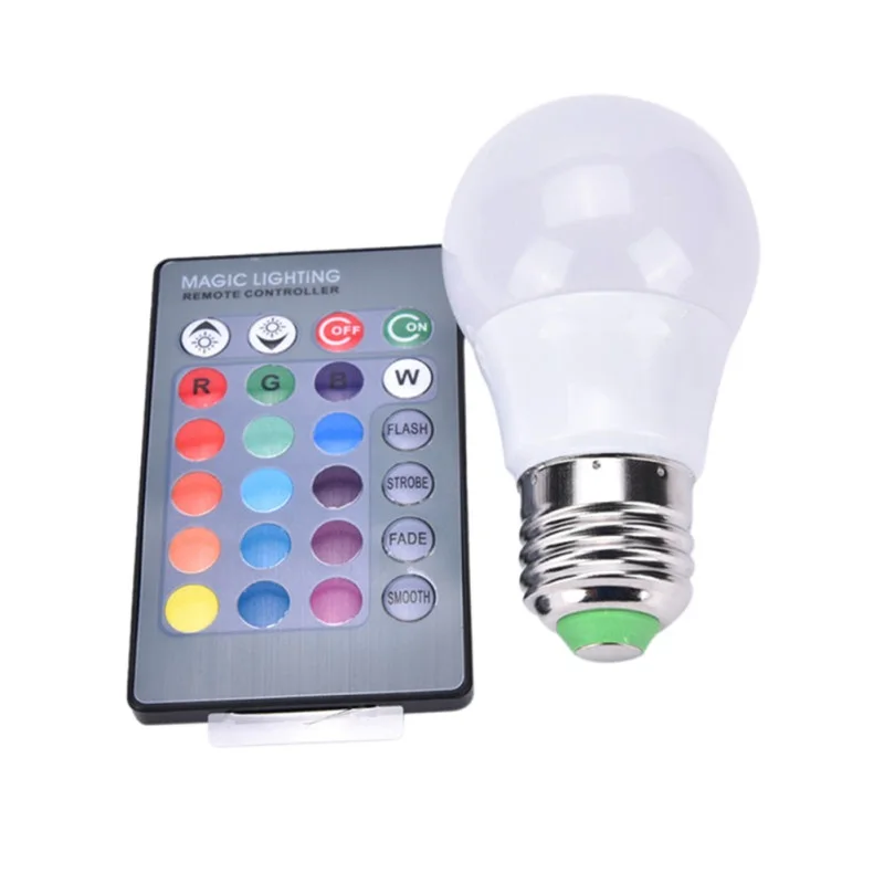 

New E27 LED Light Bulb 3/5W RGB Color Changing LED Lamp Dimmable With Remote Control Newest Fashion Style Light