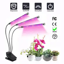 Phlizon Настольный светильник для выращивания 30 Вт Светодиодный настольный светильник с клипсой для автоматического включения и выключения, светодиодный светильник для выращивания растений с тройной регулируемой яркостью, светодиодный светильник для выращивания растений