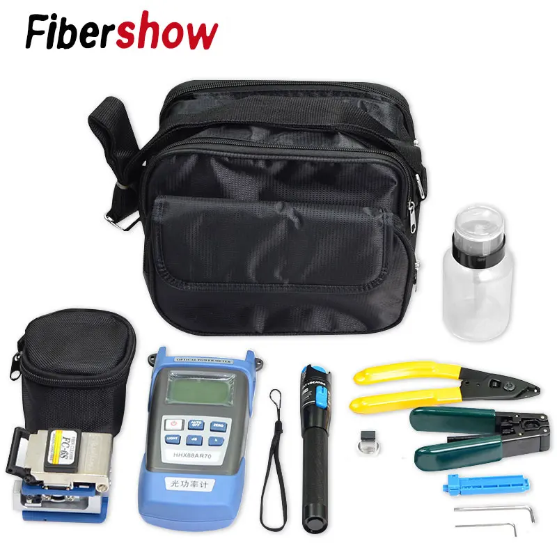 

FTTH fiber optic tool kit FC-6S Fiber Cleaver Optical Power Meter 5-30km Visual Fault Locator with Stripping Pliers
