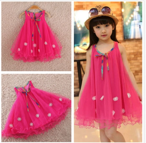 2018 Summer Kids Girls Toddler Princess Sleeveless Floral Rose Ruffle Bow Dress Cute Clothes SS | Детская одежда и обувь