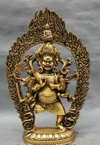 YM 306 13 &quotтибетская латунная буддистская Голова Дракона 4 головы 8 рук Dakini