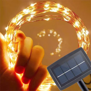 

15M 150 Solar Powered LED Copper Wire String Lights Outdoor Garland Fairy Light String for Wedding Christmas Holiday Lawn Patio
