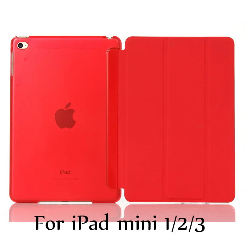 Тонкий смарт-чехол для iPad mini 5 mini4, iPad mini 1/2/3 три раза стенд из искусственной кожи+ Прозрачная Жесткая задняя крышка из ПК с Авто Режим сна/Пробуждение - Цвет: Red for mini 123